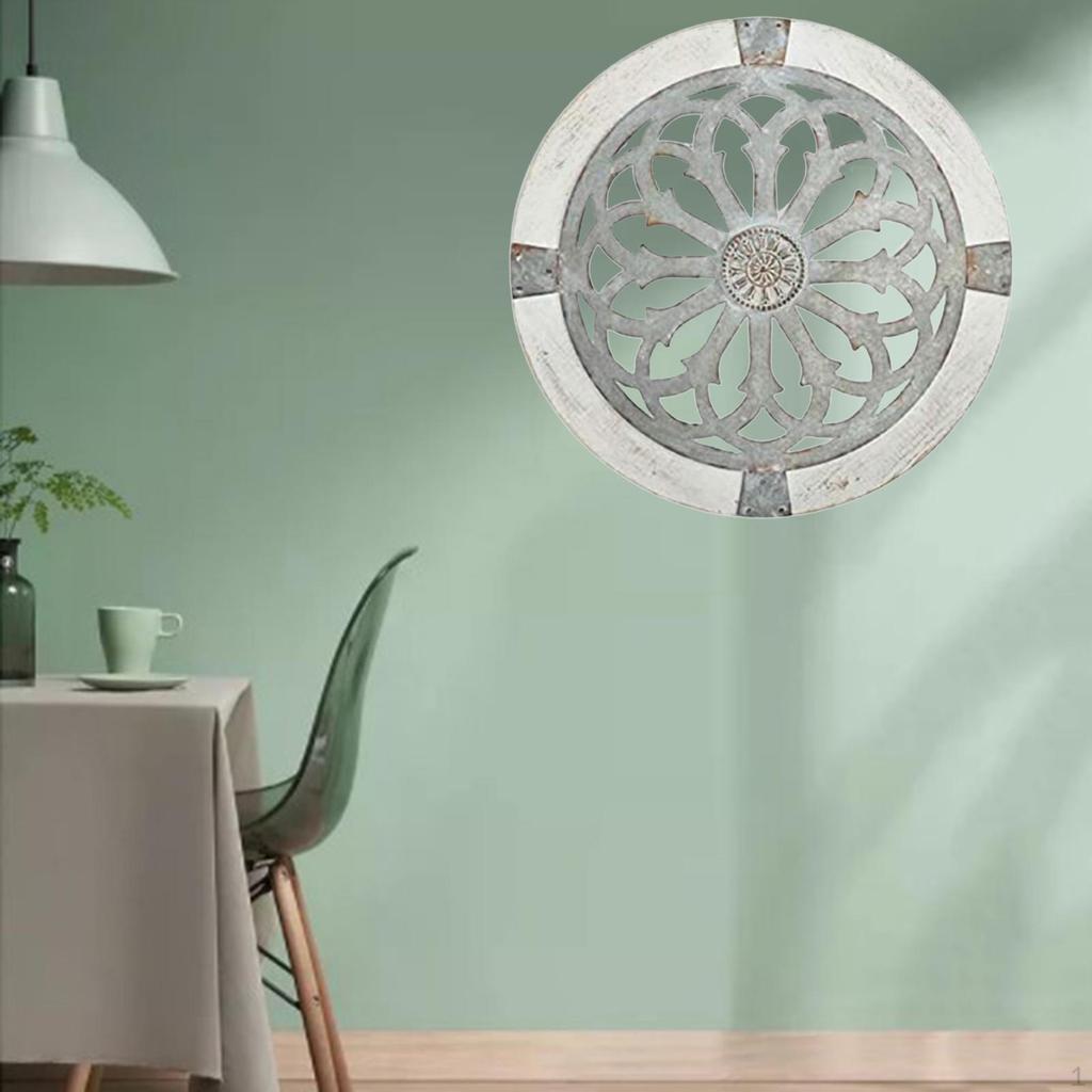 Circular Wall Decorative Medallion, Creative Home Sculpture Decoration, Metal Wooden Craft