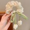 1PCS Tulip Flower Hairband Girls Bun Head Large Intestine Ring Hairband High-end Girls Ponytail Hair Accessories