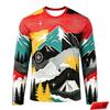 Men's Outdoor Camping Long Sleeve T-Shirt Mountain Forest Casual Crew Neck Top 3d Print Natural Landscape Graphic Tee Hiking