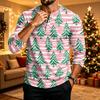 Camicia da Uomo a Maniche Lunghe con Stampa Natalizia per Festa, Uso Casual Quotidiano