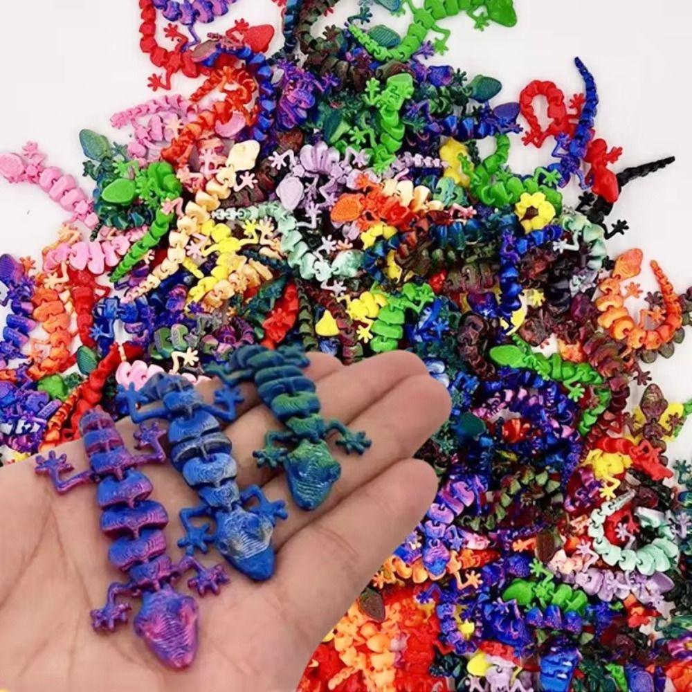 20Pcs Creative 3D Printed Gecko Model Lifelike Movable Joints Animal Model Indoor Decoration