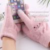 Smile Face Printing Gloves Mobile Phone Touchscreen Knitted Gloves Women Winter Thick Warm Adult Soft Mink Fluffy Gloves
