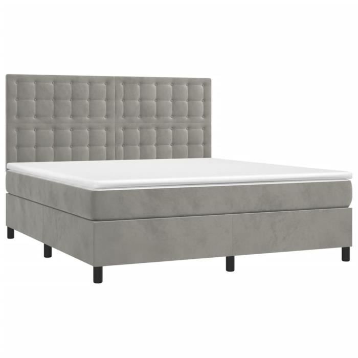 3143271 vidaXL Divan-lit Et Matelas Gris Clair 160x200cm Velours