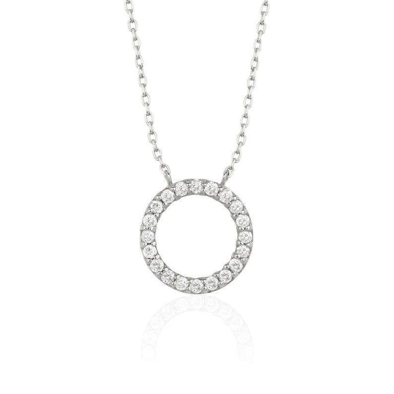 Europe, America, Geometric Design Circle Full Diamond Personality Necklace Women's Simple Temperament Clavicle Chain Fashion Commuter Necklace
