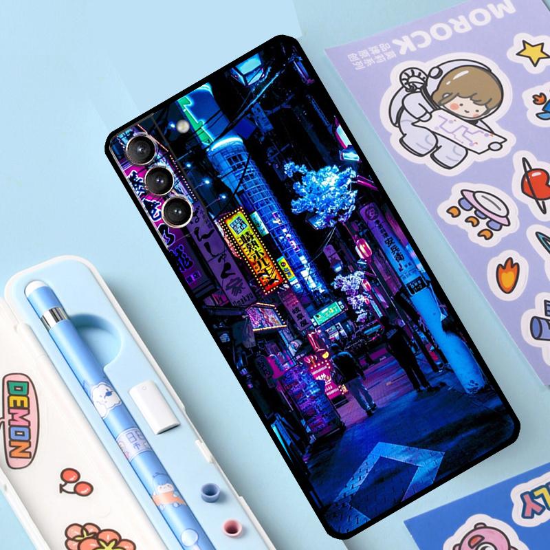 

Neon Tokyo Seoul Case For Samsung Galaxy S25 Ultra S23 S22 S21 S20 S24 Ultra S9 S10 Plus S25 FE Cover Coque Galaxy S25 FE