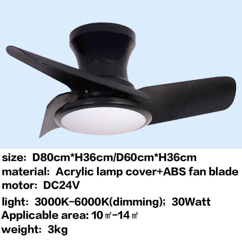 24" 32" DC Motor Small Ceiling Fan Lamp Electric Ceiling Fan With Light Bedroom  LED Tricolor Dimming Lighting Fan