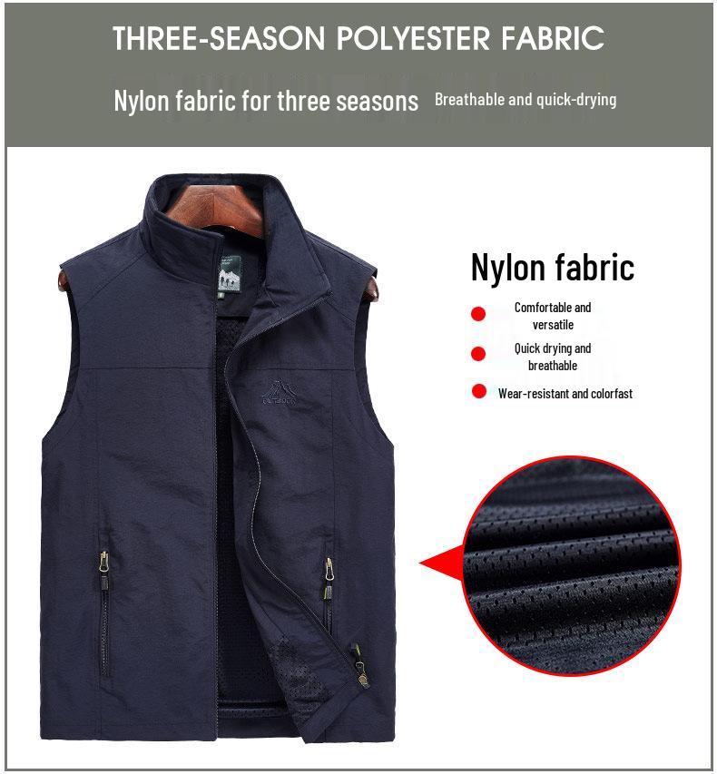 Men's Multi-Pocket Quick Dry Outdoor Vest for Fishing, Photography, and Work, Plus Size, Spring/Autumn