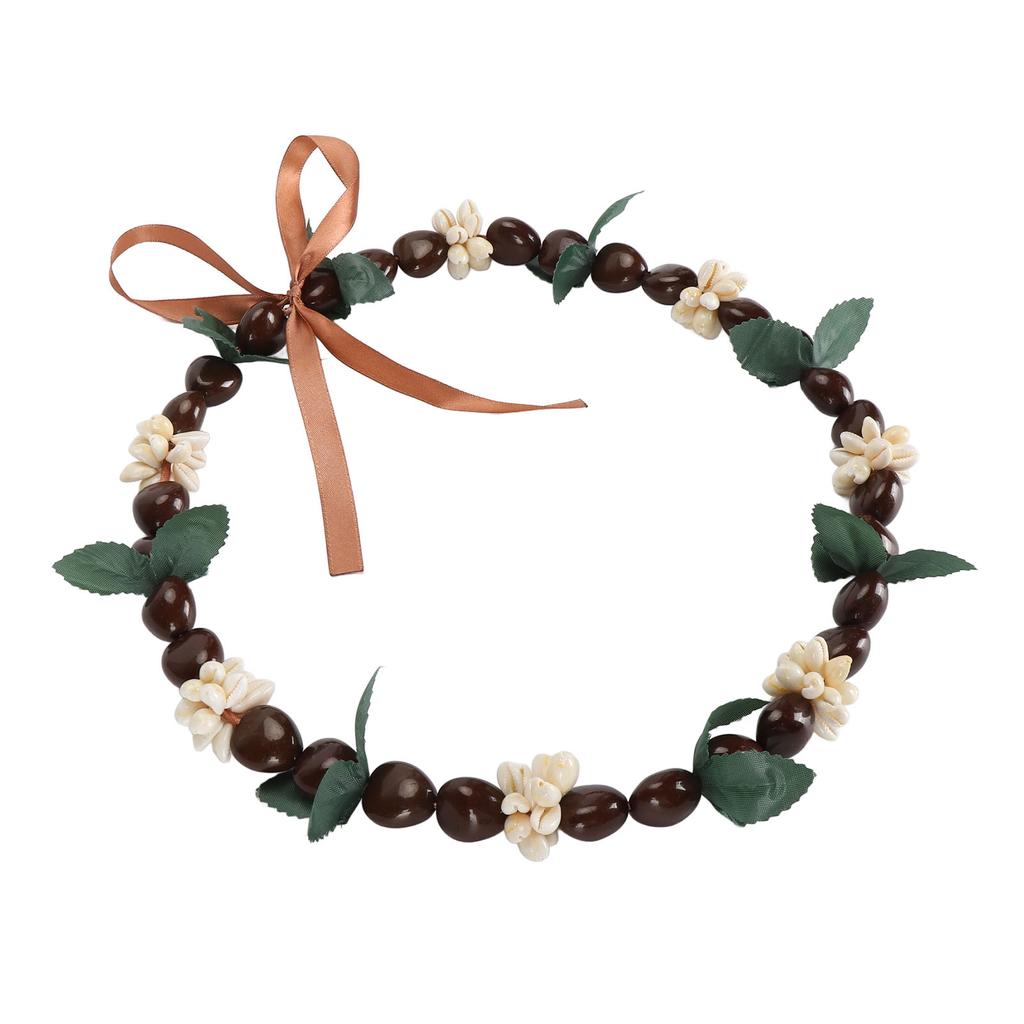 Hawaiian Kukui Nut Lei Necklace Elegant Fashionable Hand Crafted Graduation Shell Kukui Nut Lei Necklace for Graduation