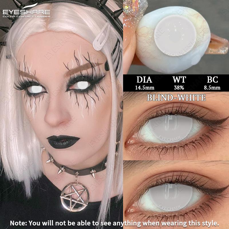 2Pcs Cosplay Contact Lenses for Eyes Colored Red Contacts Lens Cosmetic Black Pupil Lens Yearly Halloween White Lenses