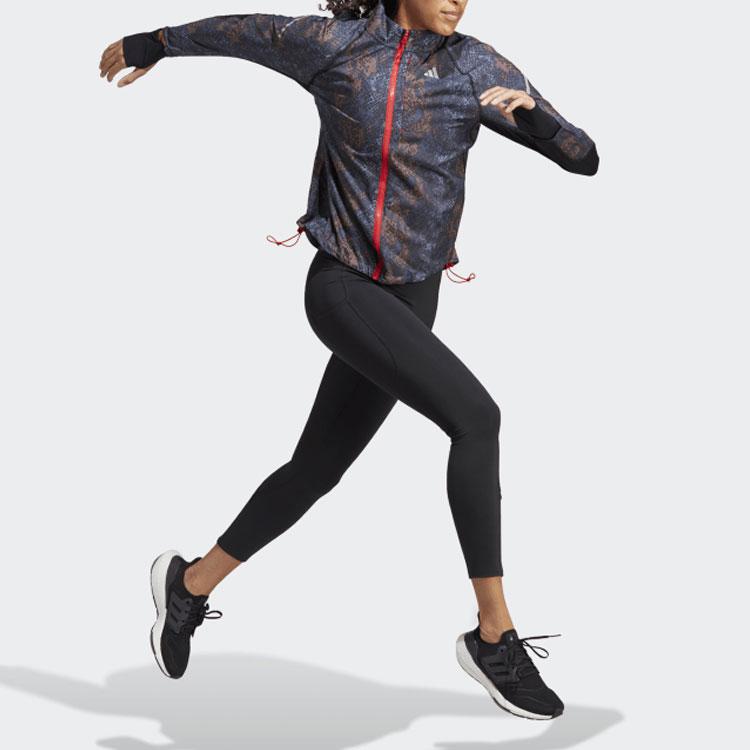 Adidas Pattern Logo Printed Stand Collar Jacket Women Jacket Black HR5718