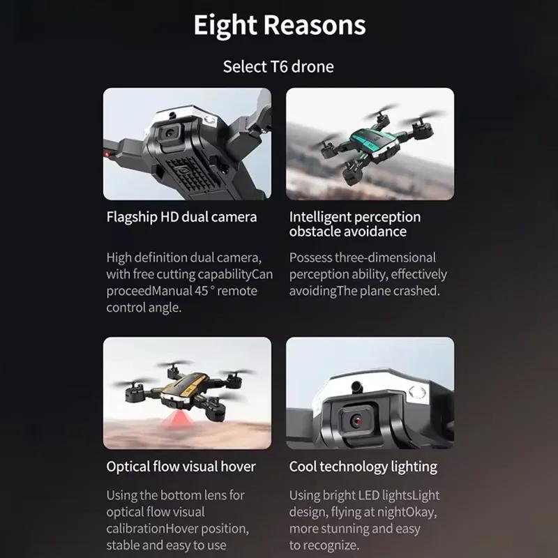 T6 Drone 8K Profesional 4K HD GPS Camera Obstacle Avoidance Aerial Photography Optical Flow Foldable Quadcopter 1KM Universal
