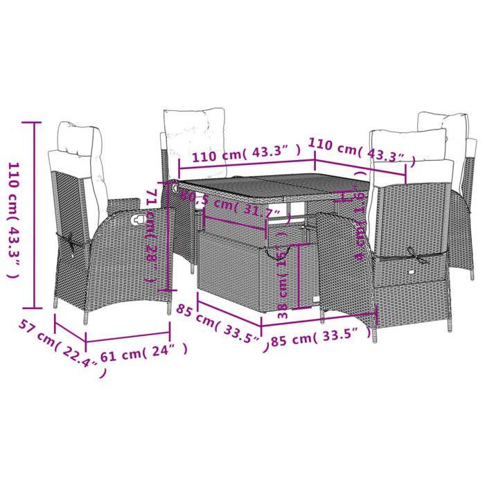 VidaXL Ensemble à Manger de Jardin avec Coussins 5pcs, Table de Terrasse, Meubles de Patio, Mobilier d'Extérieur, Beige 3277485