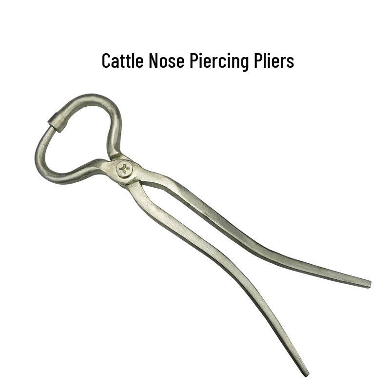 Stainless Steel & Carbon Steel Bull Nose Breeding Traction Ring and Pliers for Cattle Restraint.