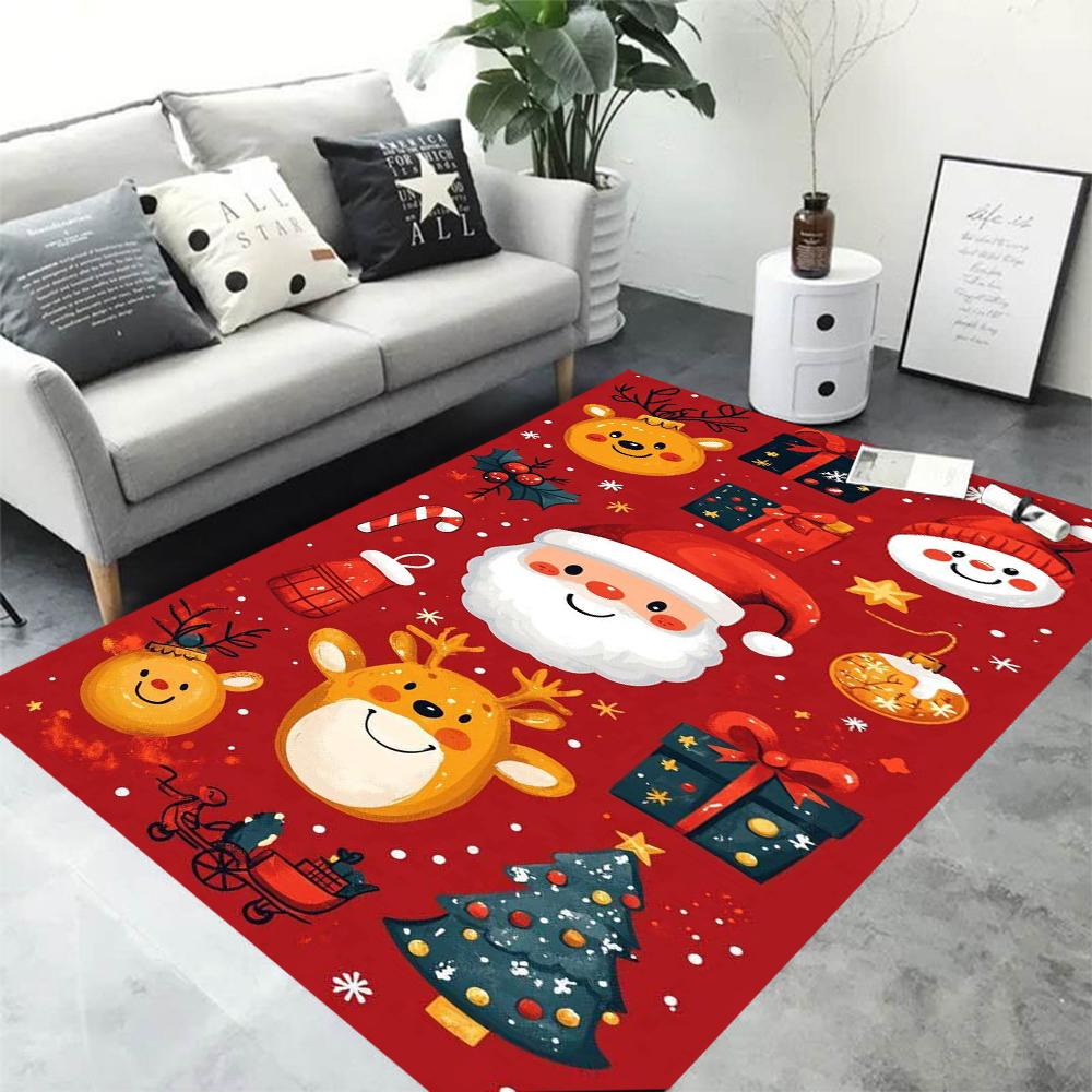 Christmas Elk Dwarf Carpet Living Room Home Decoration Large Area Carpet Bedroom Floor Carpet Anti Slip Easy To Wash Mat