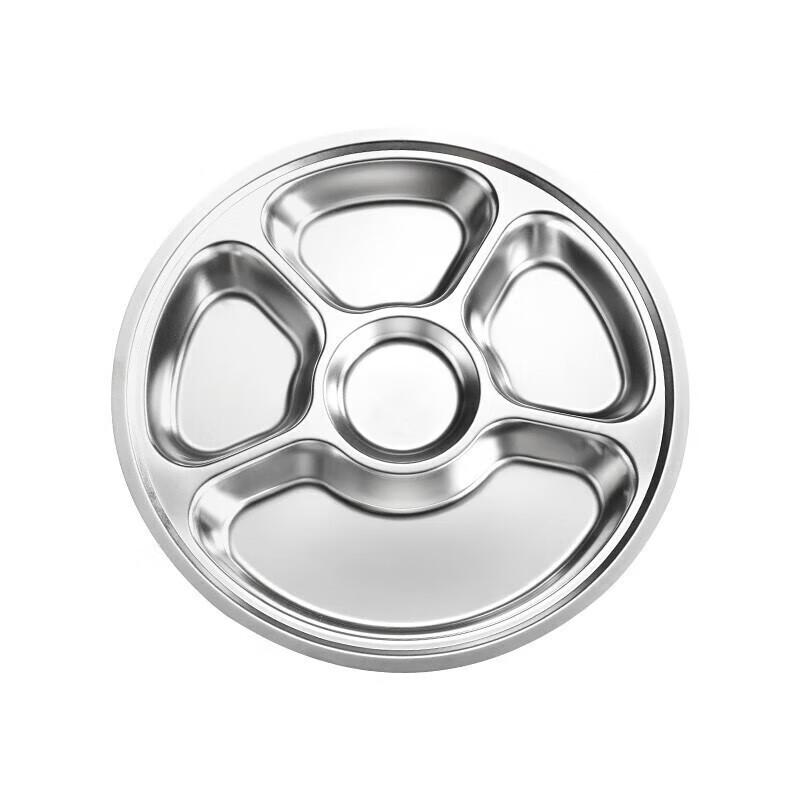 Fenfei 28 cm djup 316 rostfritt stål rund tallrik med 6 fack