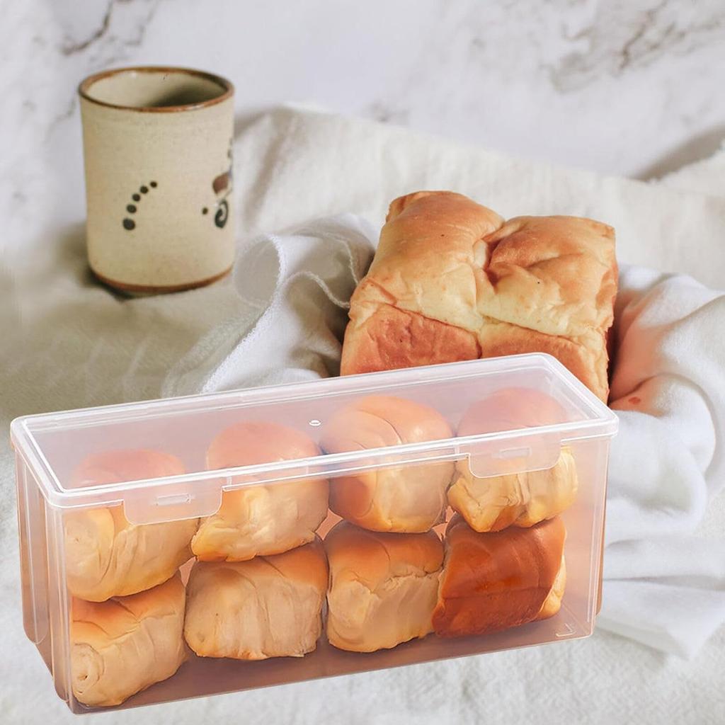 Kichvoe Airtight Toast Container Clear Food Fresh Keep Box for Fruits Snacks Medium Long Fridge Organizer for Kitchen Storage