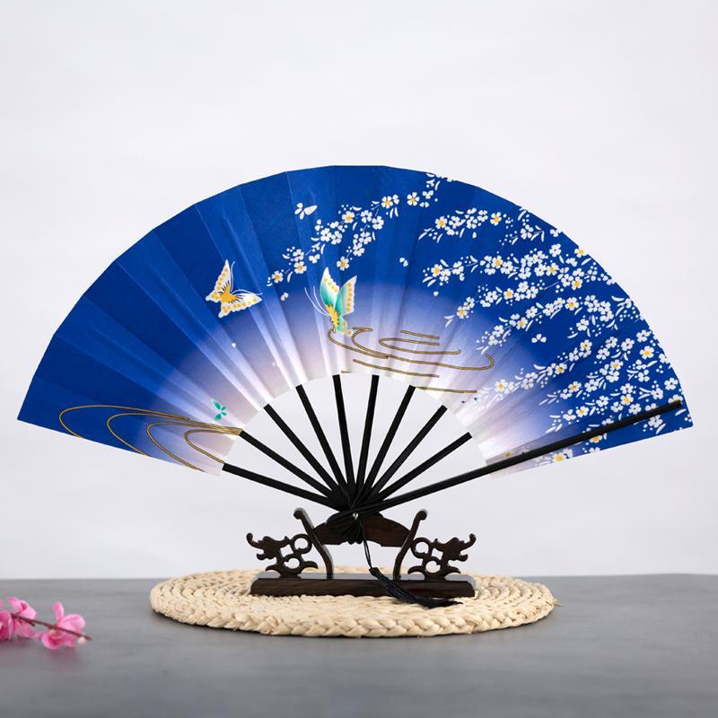 Ancient Chinese Style Golden Portable Folding Fan Bamboo Ribs Japanese Decor Stage Fan Girl Hanfu Dance Performance Hand Fan