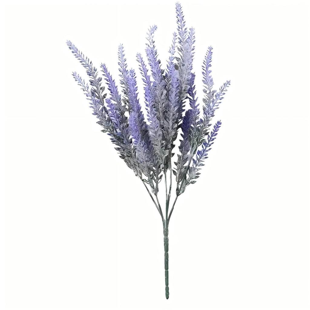 5-Head Flocked Lavender Artificial Flower for Home and Outdoor Decor