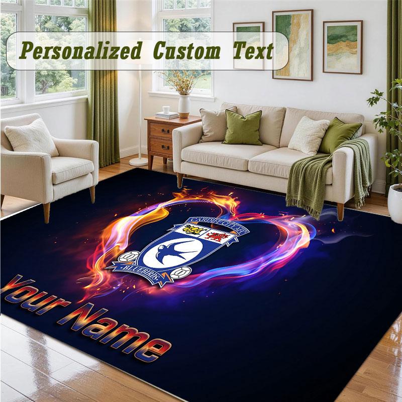Crystal Velvet Square Rug Custom NameCardiff City Pattern Non Slip Home Floor Decor Rug