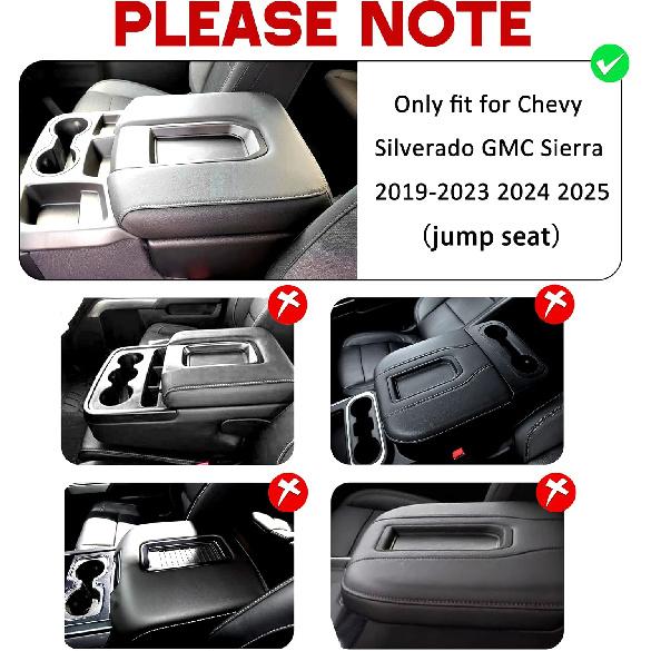 Center Console Cover for Chevy Silverado/GMC Sierra Accessories 2019-2023 2024 2025 2026 Armrest Cover Middle Console Armrest Lid Leather Protector
