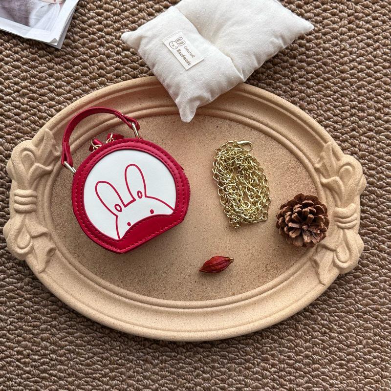 2025 Fashionable Girls' Rabbit Crossbody & Tote Bag – Cute Round Accessory for Little Girls