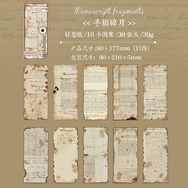

30 pcs Vintage old book pages Hand Account material paper Diy Junk Journal Decorative Scrapbooking Background paper