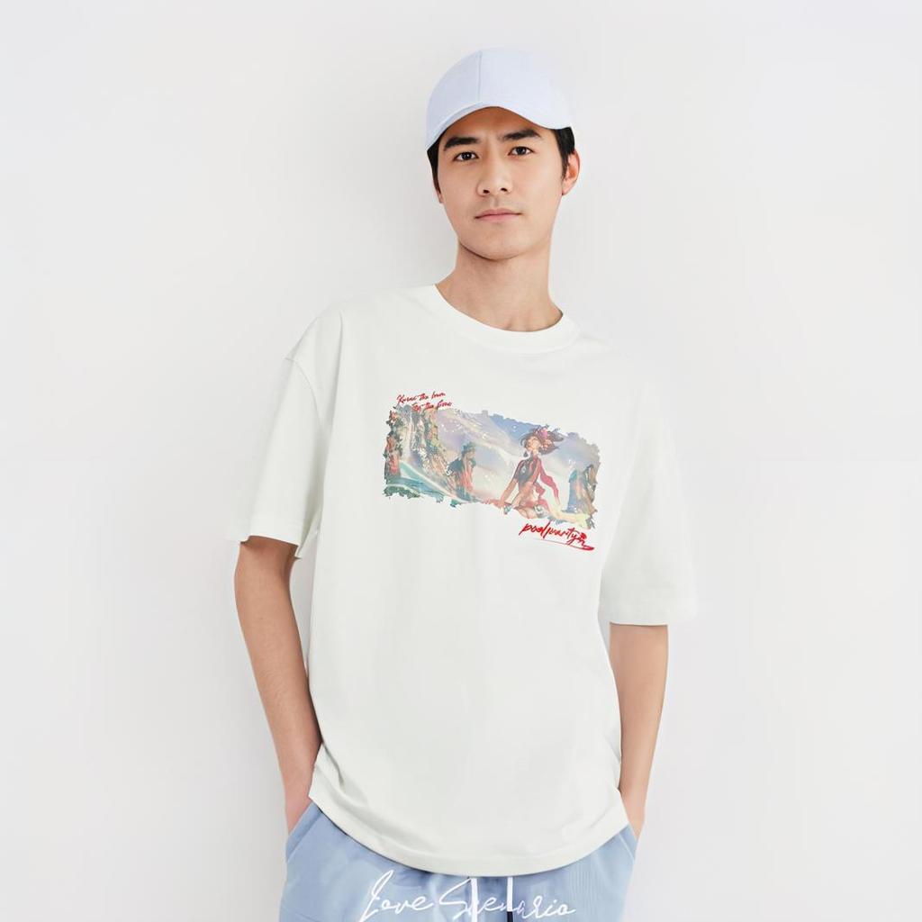 Li Ning X League Of Legends Collaboration Pool Party Series Printed Letter Crew Neck Comfortable Breathable Loose Short Sleeve T-Shirt AHSUA63-1