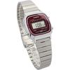 Casio LA670WA-4 Women's Digital Watch Silver Burgundy New Design Overseas Model