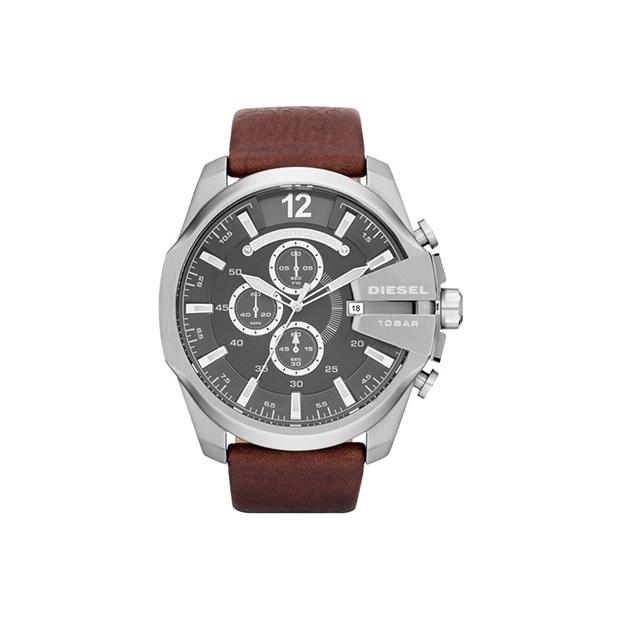 Diesel Watch Quartz Movement Leather Strap Black Dial Men watches DZ4290 Dark Brown