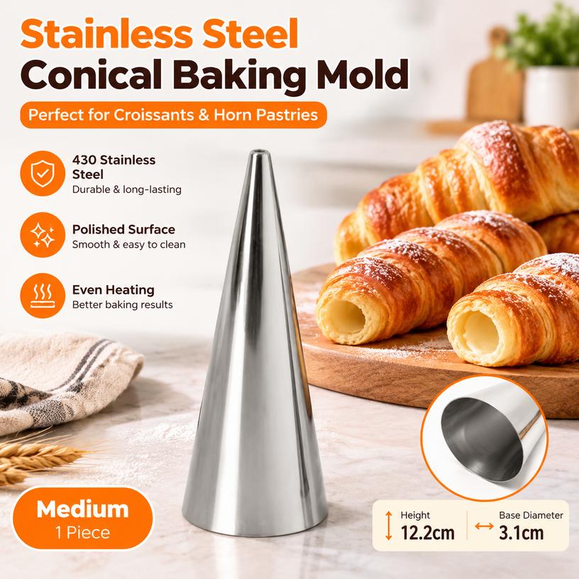 430 Stainless Steel Conical Baking Mold for Croissants and Danish Pastries