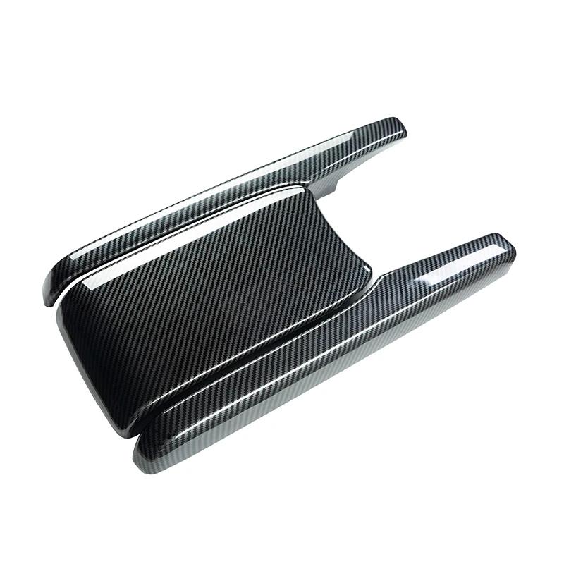 3Pcs Car Carbon Fiber Look Central Armrest Box Panel Cover Sticker For Honda Civic 2016 2017 2018 2019 2020 Interior Parts Decor