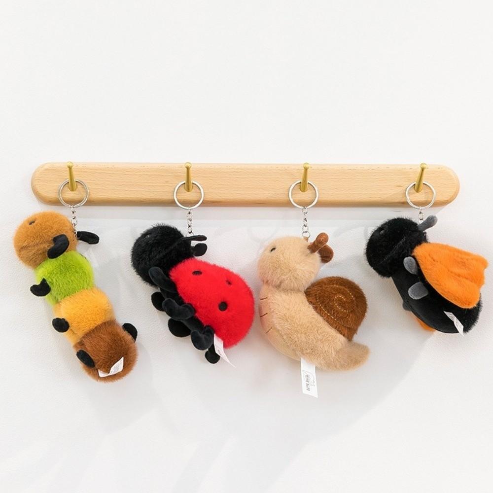 Cute Plush Simulation Insect Pendant PP Cotton Cartoon Keychain Pendant Spider Bee Stuffed Doll Toy Bag Decor Gift