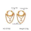 18K Gold Zirconia Tassel Hoop Earrings, Retro & Luxurious, High-End Feel Statement Ear Cuffs