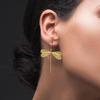 Gold Hammered Metal Dragonfly Dangle Earrings for Women - Minimalist Insect Accessories