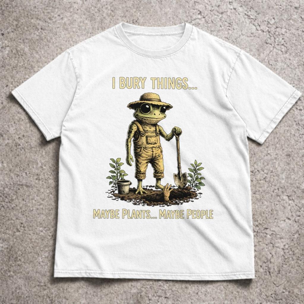 Funny Gardening Shirts For Unisex Unisex Summer Crew Neck Popular Tee Shirt Funny Frog I Bury Things Vintage Design Tshirts