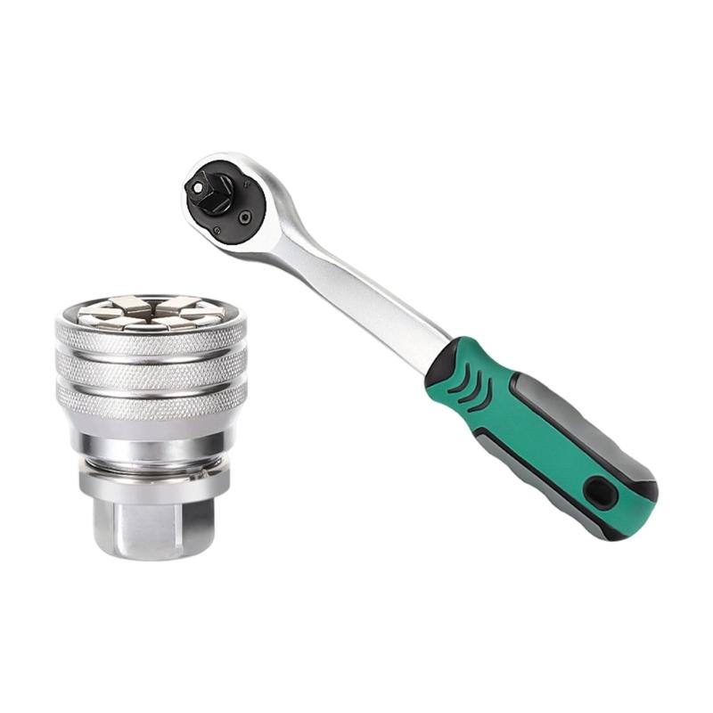 652F Heavy Duty 72 Tooth Ratcheting Wrench Adjustable Socket Spanner 10-19mm Ranging 3/8" Drive Workshop Tool for Mechanics