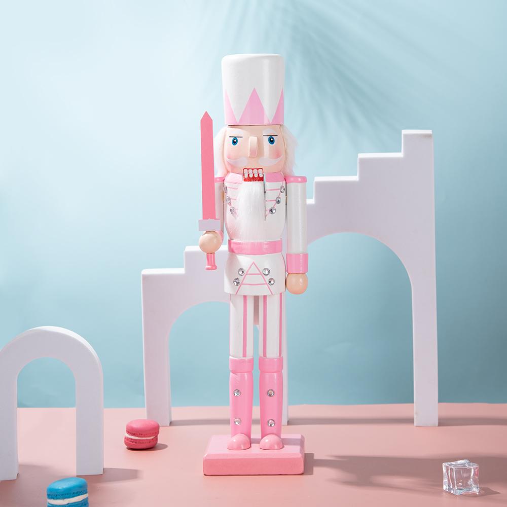 Pink & White Princess Style Wooden Nutcracker Ornament