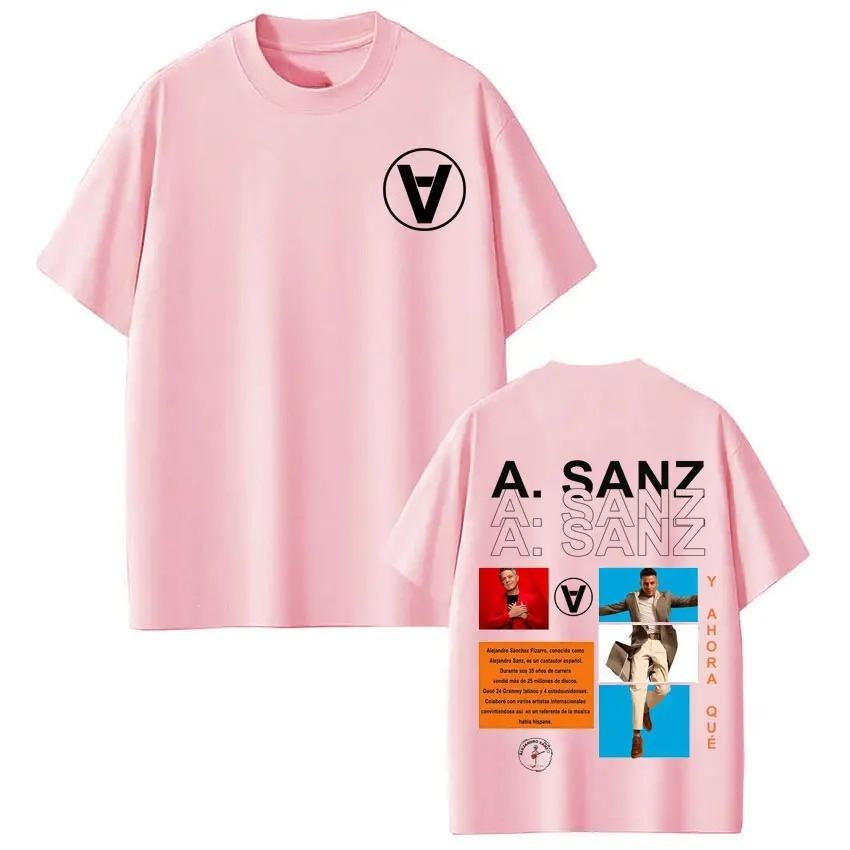 Loose Cotton Tshirts Fan Gifts Singer Alejandro Sanzs Y AHORA QUÉ TOUR 2026 Album Print Tshirt Unisex Women Hiphop Tshirts