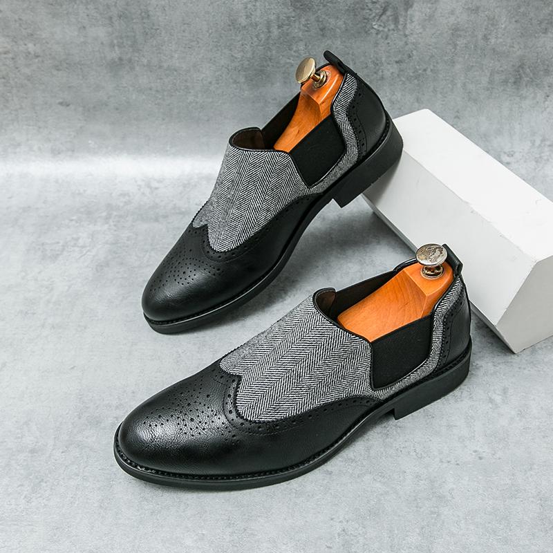 Mode Frühling Plateau Chelsea Herren Slipper mit weicher Sohle Hochwertige Schuhe mit runder Spitze für Business Casual Marke Handgenäht Luxus Mokassin