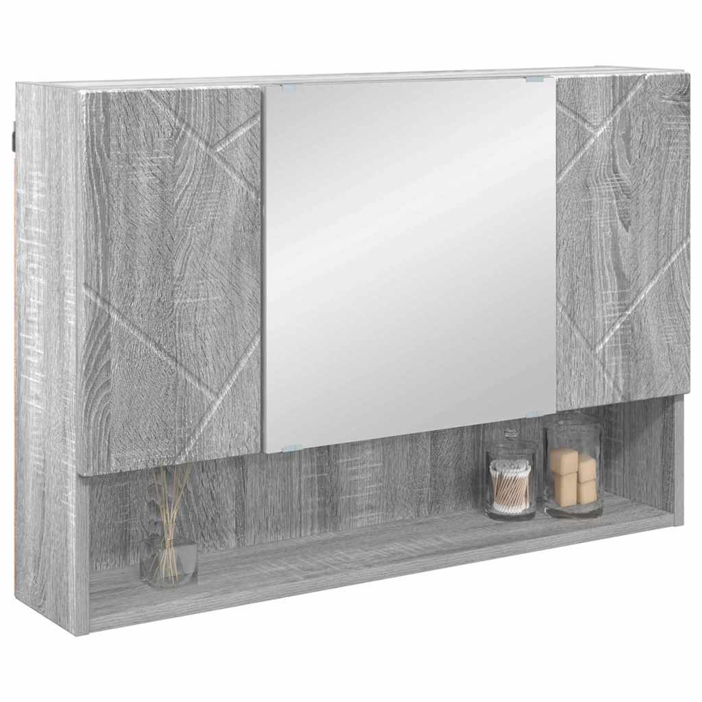 Mirror Cabinet Gray Sonoma 80 x 17 x 55 cm Engineered Wood