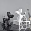 Plaid Balloon Dog Resin Ornament: Black & White Decorative Piece for Living Room or Entryway