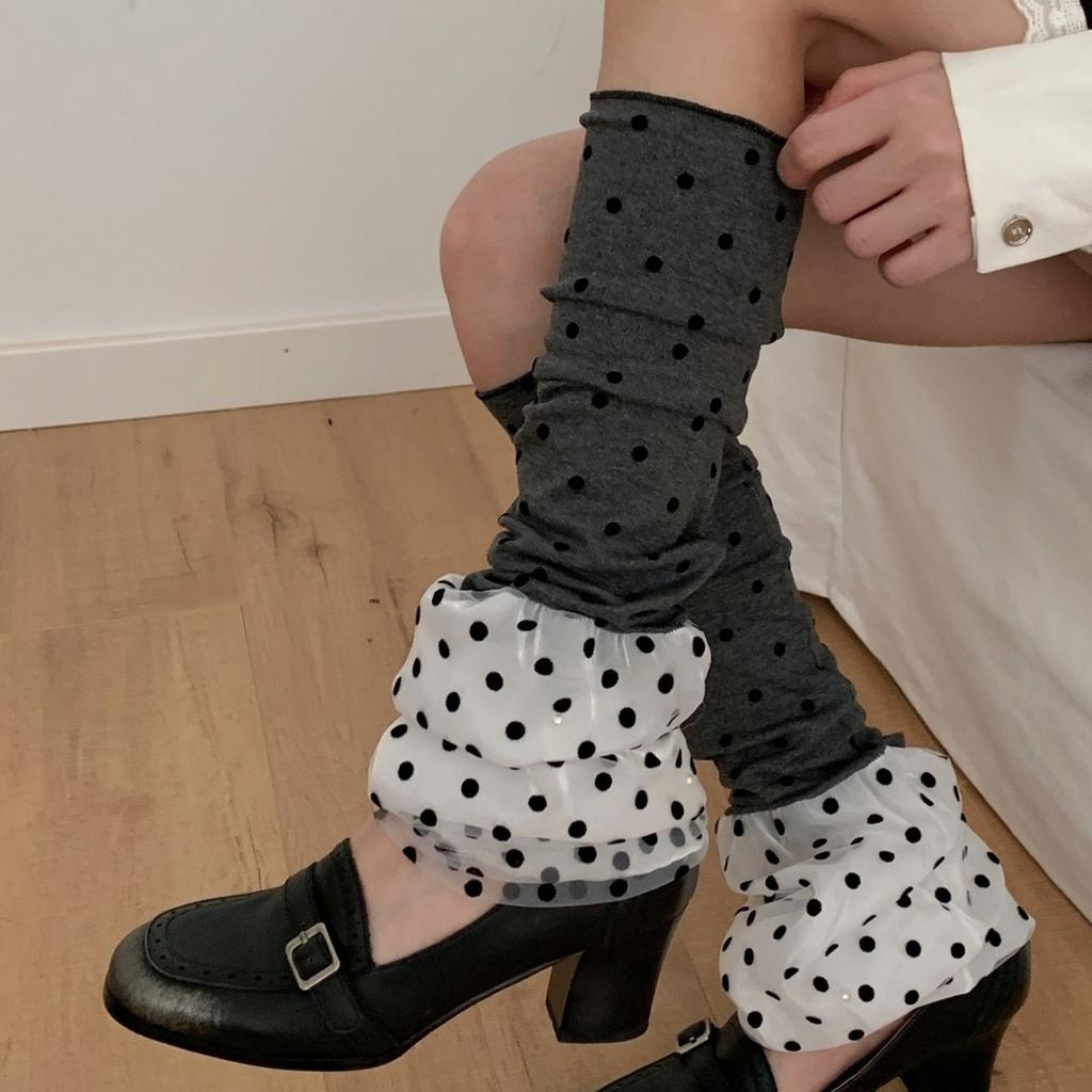 Y2K Girls Polka Dot Leg Warmers Sweet Niche Design Collgege Style Lolita Cute Long Stockings Fashion Versatile Middle Tube Socks