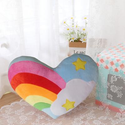 Rainbow Heart Pillow Cute Printed Love Heart Fluffy Back Pillow Ornament PP Cotton Stuffed Sofa Cushion Living Room Decoration Birthday Gifts