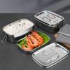 Food Container Sandwich Bento Dinnerware Stainless Steel For Kids Adults 2 Layers Lunch Box School Office Kitchen Sealed Storage