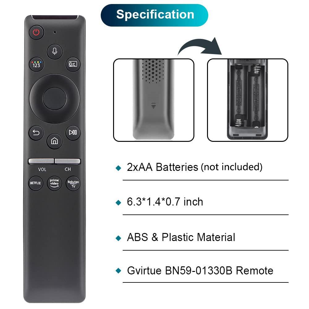 BN59-01330B Voice Remote Control for Samsung Smart TV LED QLED 4K 8K UHD HDR Curved with Netflix, Prime Video,Rakuten TV Button