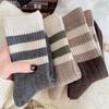 5 Pairs Women Parallel Bars Striped Mid Tube Socks Fashionable Autumn Winter Sweat Absorbing Warm Soft Comfortable Casual Socks