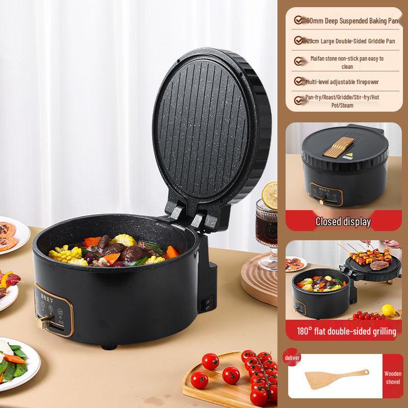 Large Double-Sided Electric Griddle for Home—Deepened Pan for Frying, Grilling, and Baking Pancakes