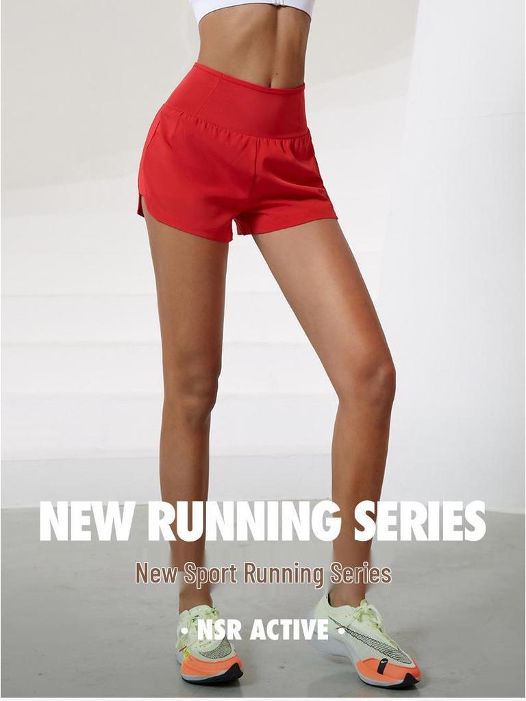 Women's Quick-Dry High-Waist Shorts with Zipper Pocket & Anti-Exposure Lining for Running & Fitness