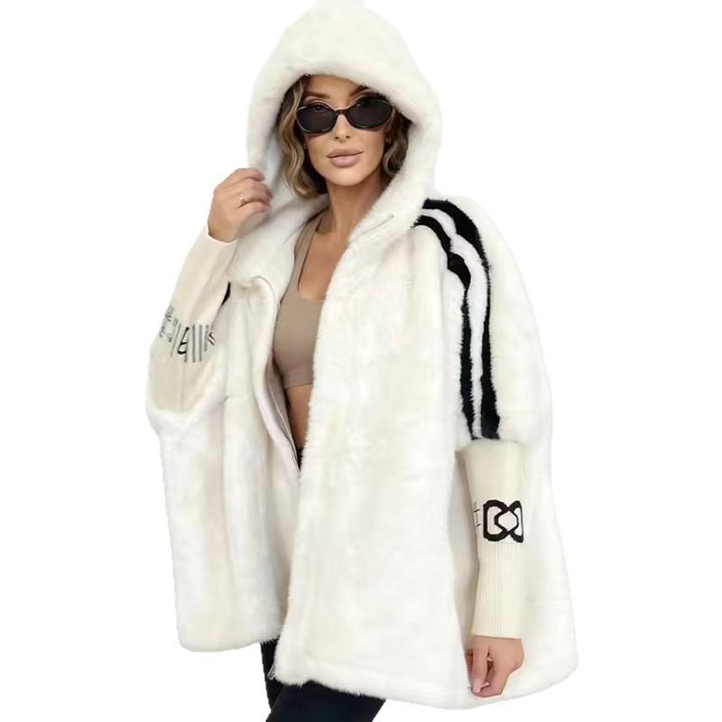 Womens Oversized Hooded Casual Jacket With Color Block Design Cotton Denim Loose Fit Long Sleeve Fall 2025
