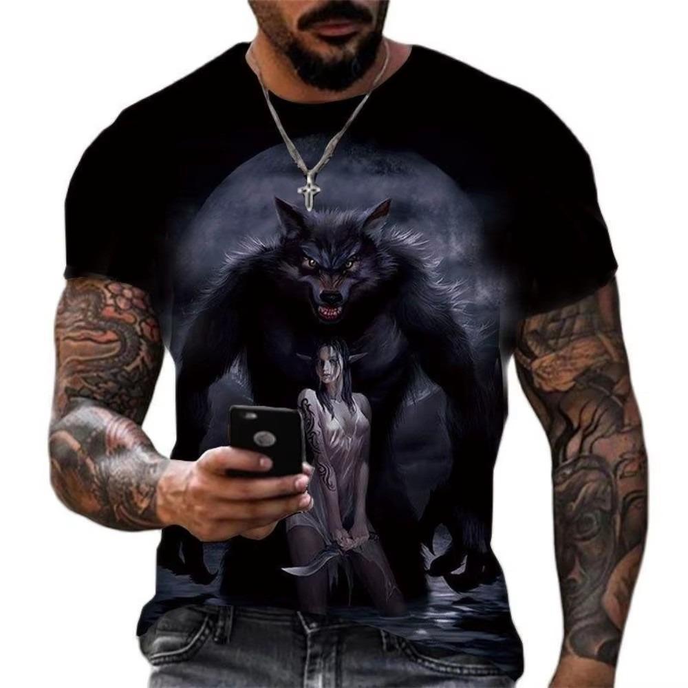 Summer Men's 3D Digital Print T-Shirt - Bold Skull Demon Pattern Print